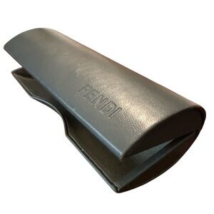 Vintage Fendi Eyeglass Case – Gray Leather – Used Very Good Condition